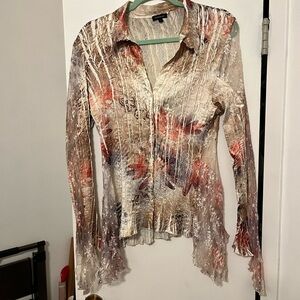 Komarov crinkle button down blouse